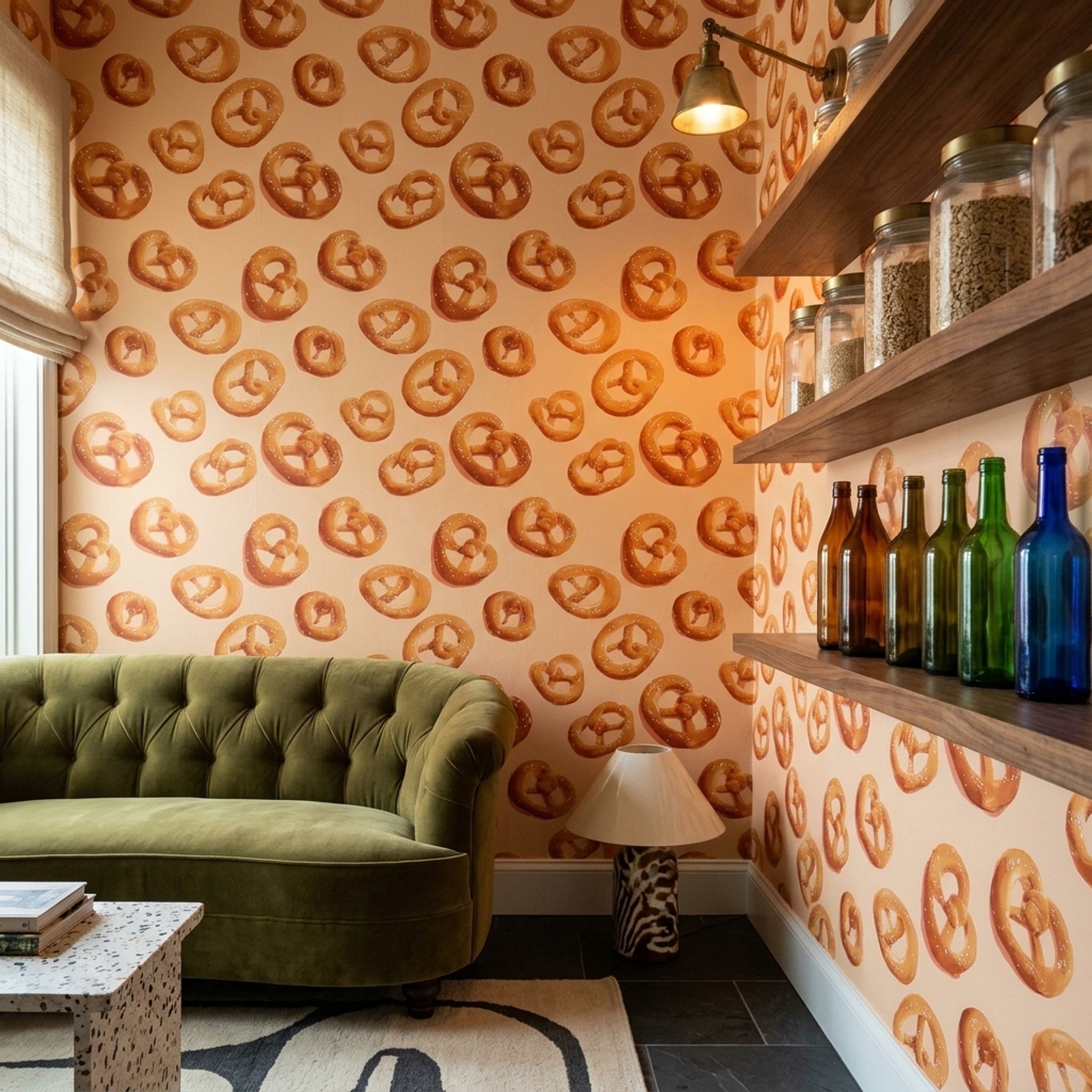Pretzels Wallpaper Bakery Food Pattern Removable Wall Decor