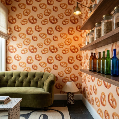 Pretzels Wallpaper Bakery Food Pattern Removable Wall Decor