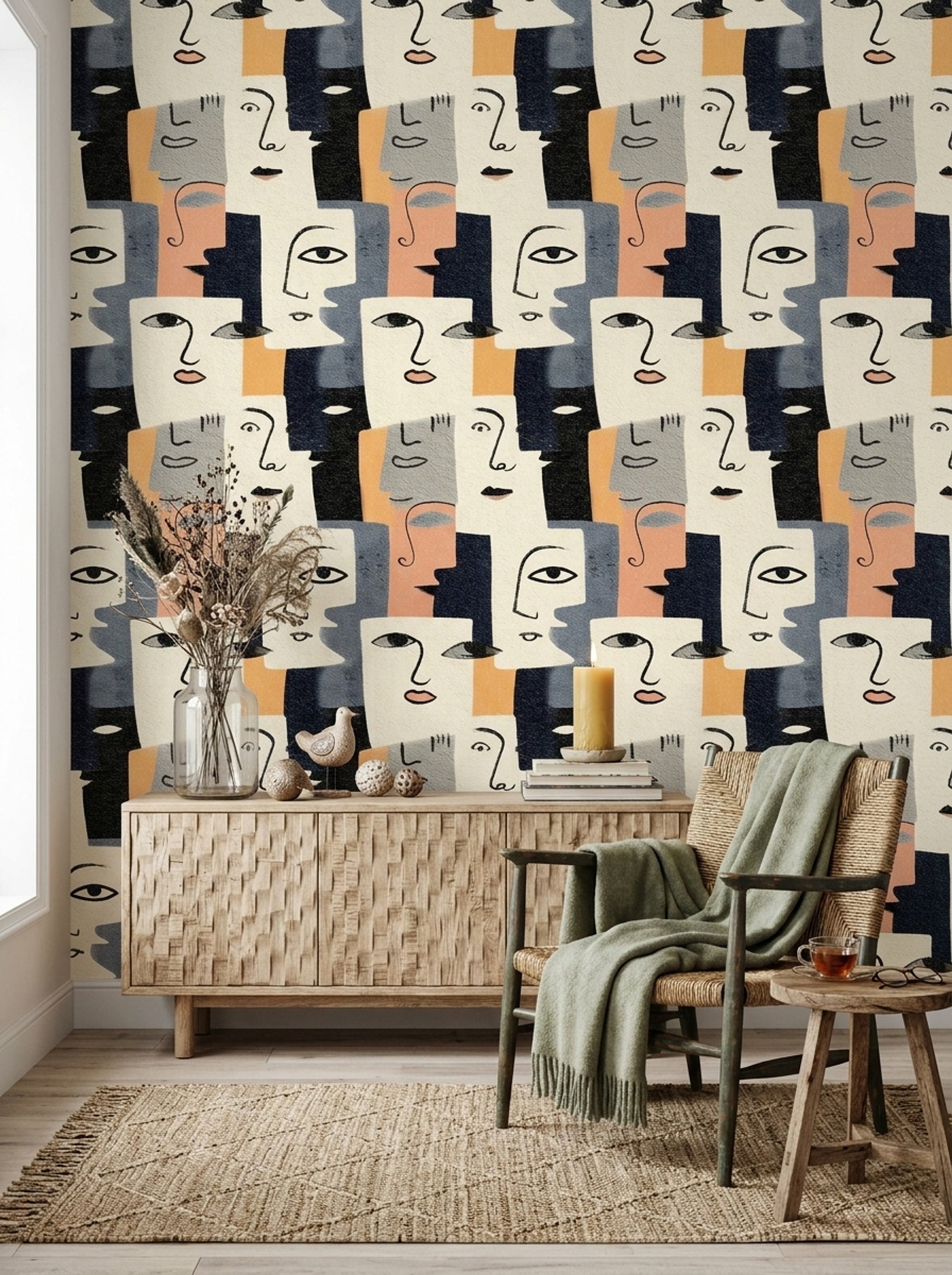 Mid Century Modern Wallpaper Modern Contemporary Removable Wall Decor