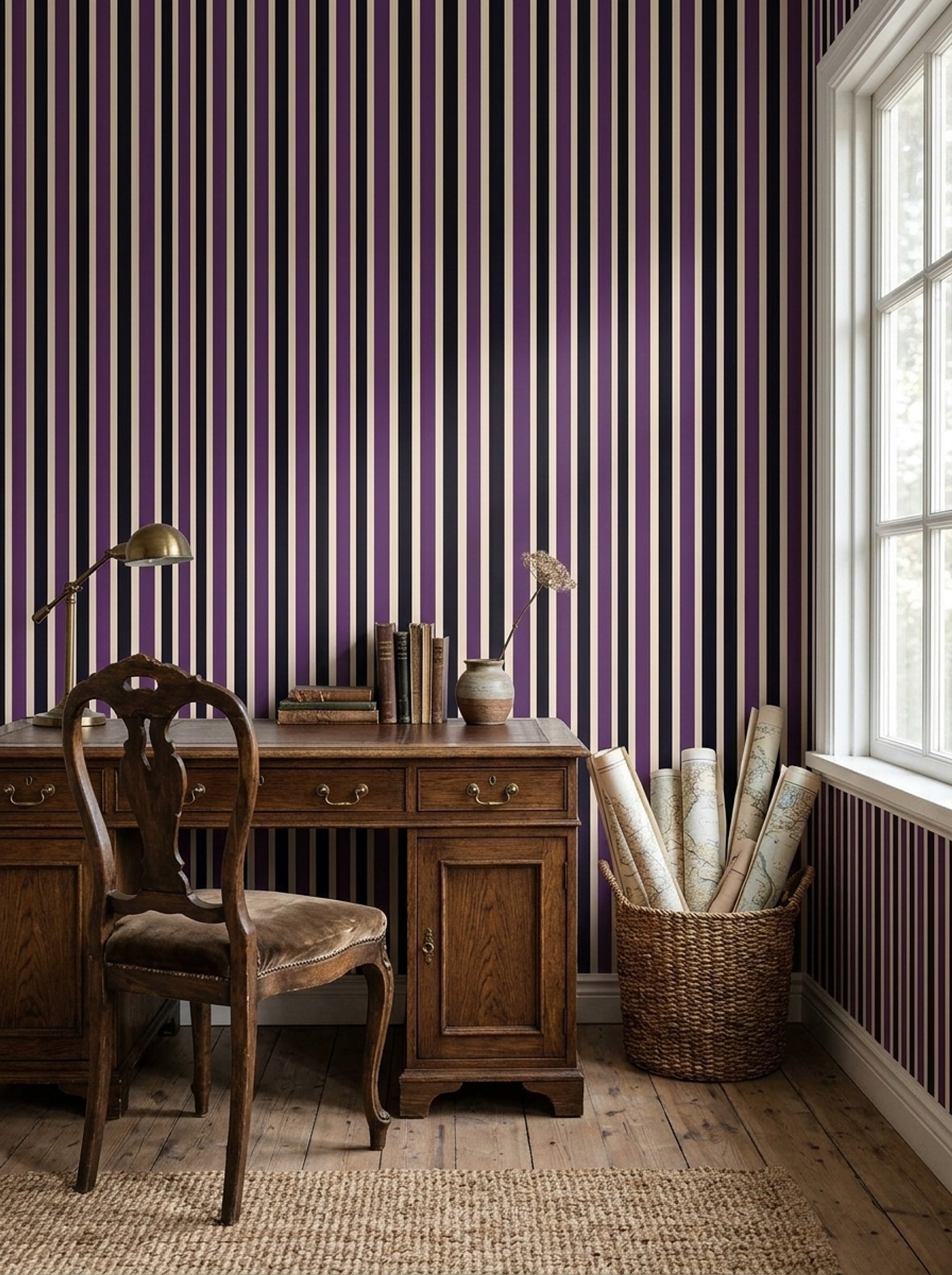 Vertical Stripes Wallpaper Striped Wallpaper Removable Geometric Wall Double Roll