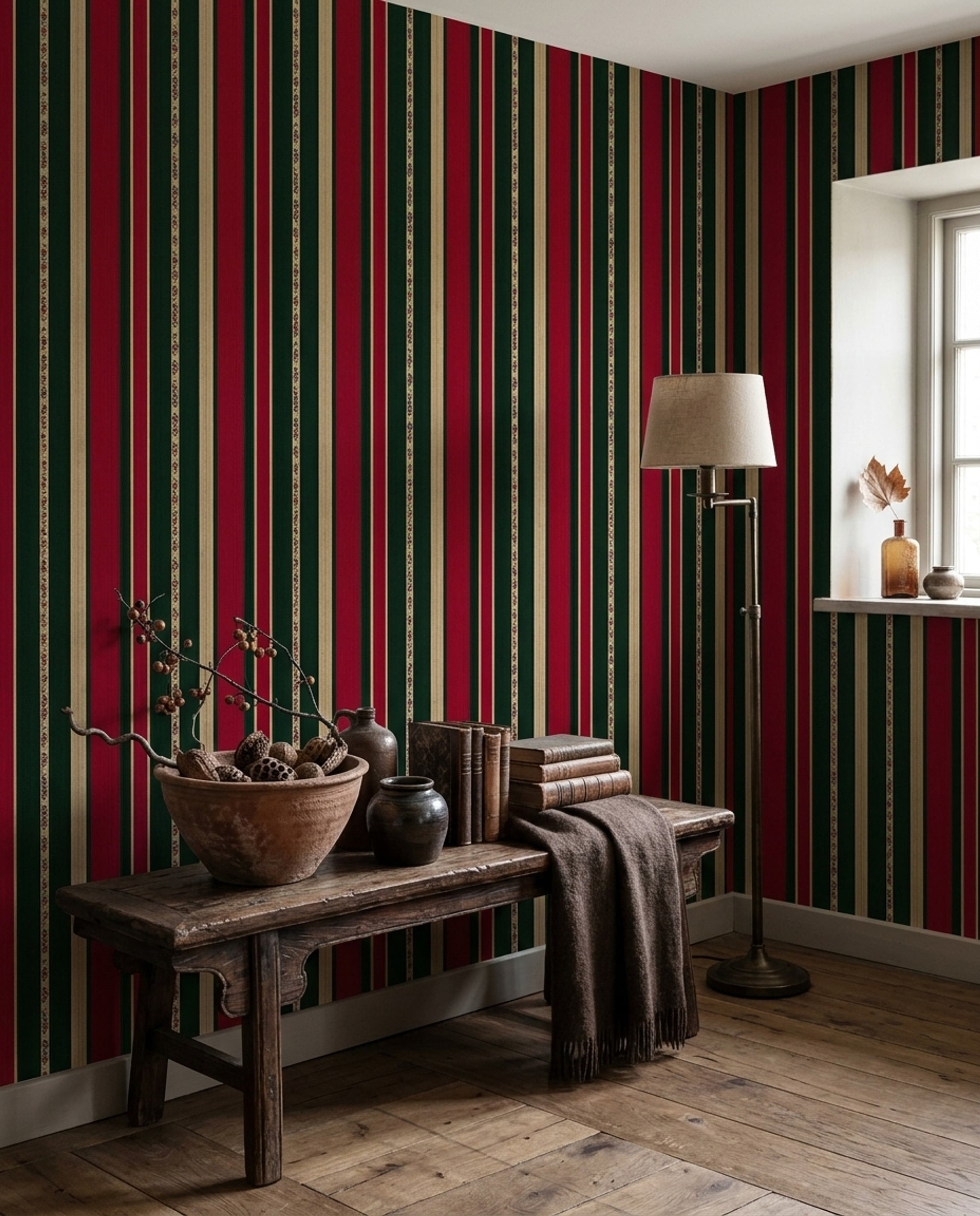 Dark Striped Wallpaper Tribal Border Geometric Textile Removable Wall Decor