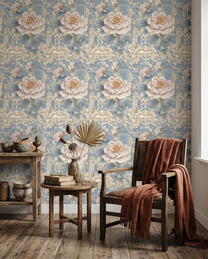 Peony Wallpaper Floral Removable Baroque Wall Double Roll