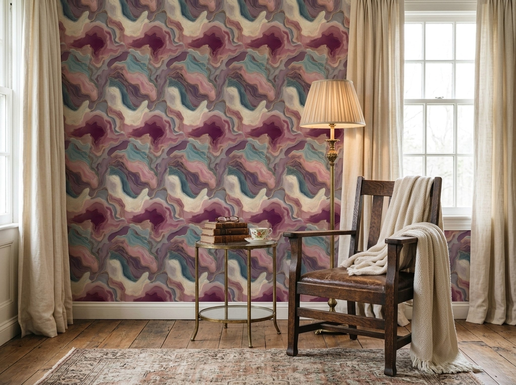 Marble Wallpaper Abstract Pink Decorative Mural