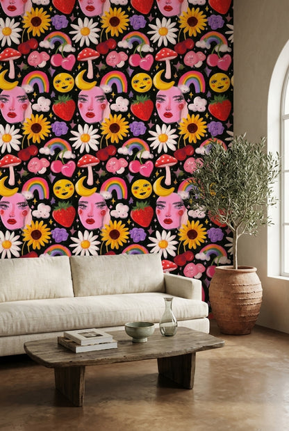 Maximalist Wallpaper Eclectic Whimsical Decorative Mural
