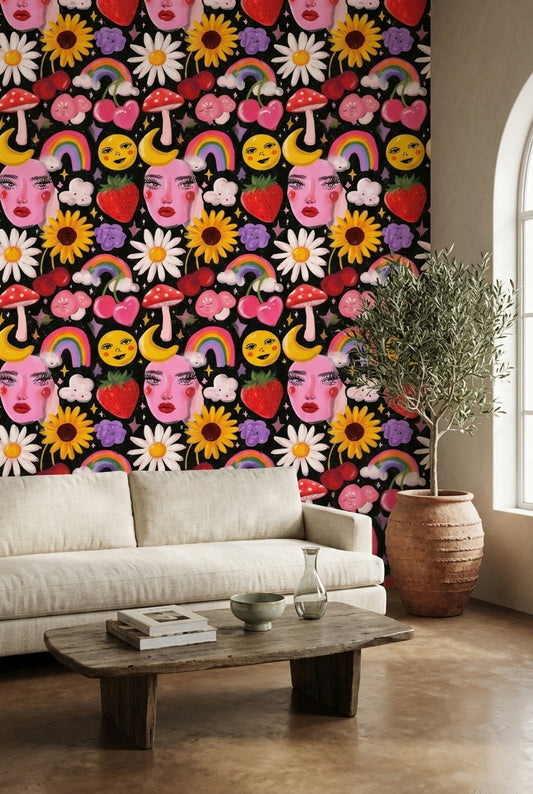Maximalist Wallpaper Eclectic Whimsical Decorative Mural