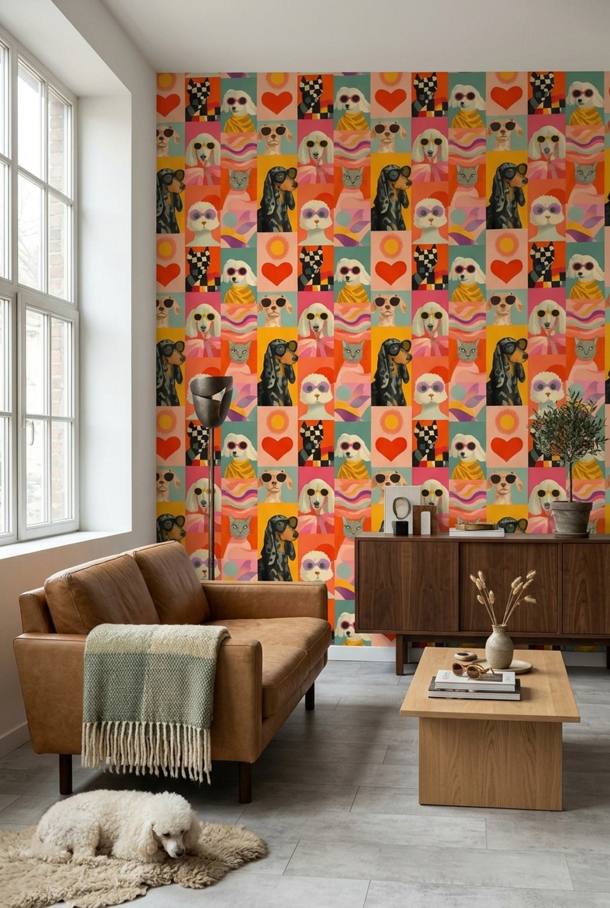 Colorful Pets Wallpaper Dogs Removable Cat Wall Double Roll