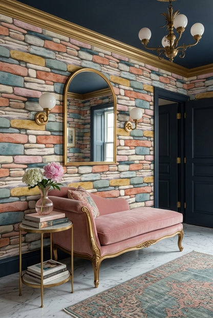 Watercolor Texture Wallpaper Stone Wall Removable Stone Wall Wall Double Roll