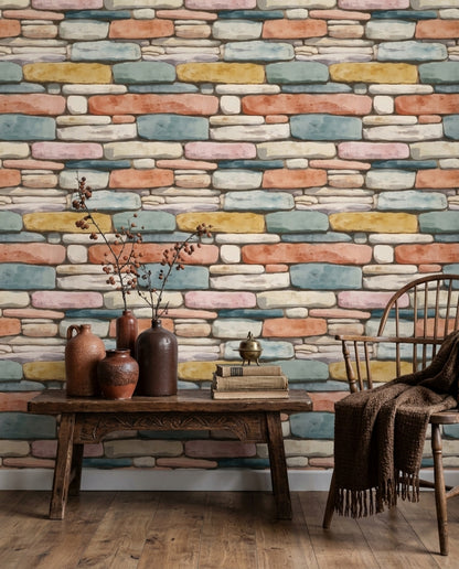 Watercolor Texture Wallpaper Stone Wall Removable Stone Wall Wall Double Roll
