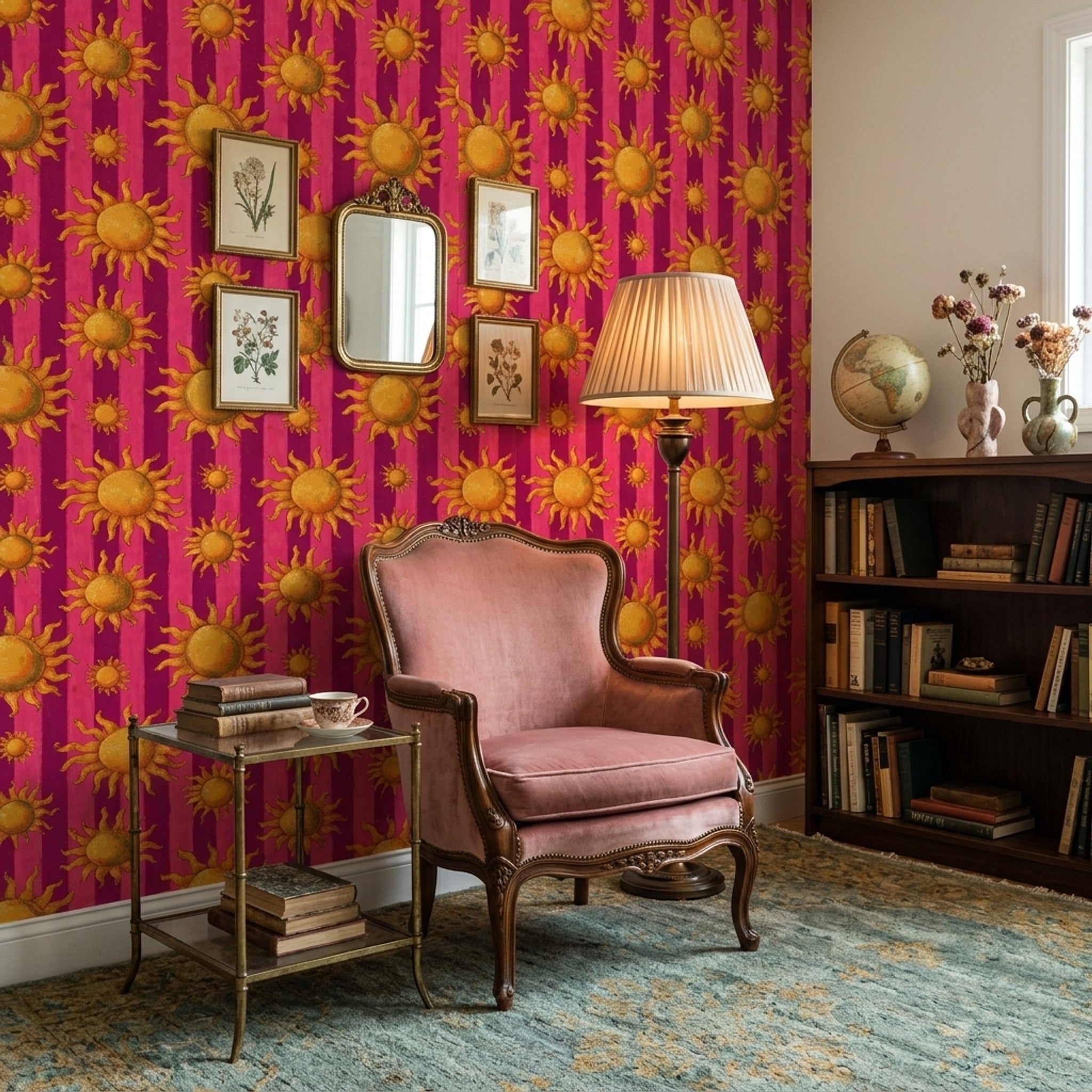 Grunge Texture Wallpaper Sunburst Retro Removable Wall Decor