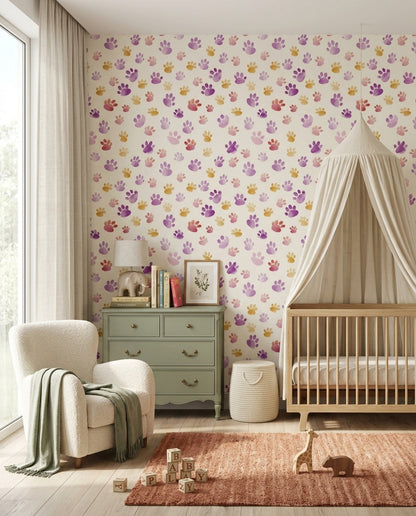 Paw Prints Wallpaper Watercolor Pet Themed Decorative Mural