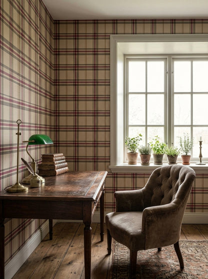 Plaid Wallpaper Tartan Woven Texture Decorative Mural