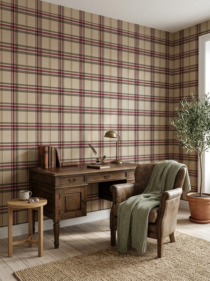 Plaid Wallpaper Tartan Woven Texture Decorative Mural