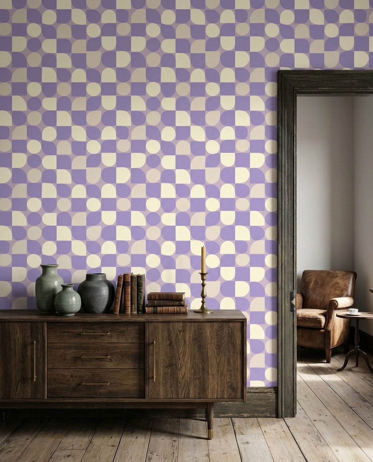Abstract Pattern Wallpaper Geometric Blocks Pastel Decorative Mural