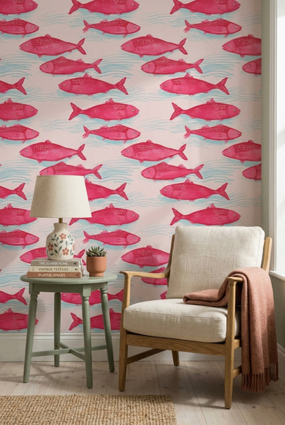 Fish Wallpaper Coastal Removable Aqua Water Wall Double Roll