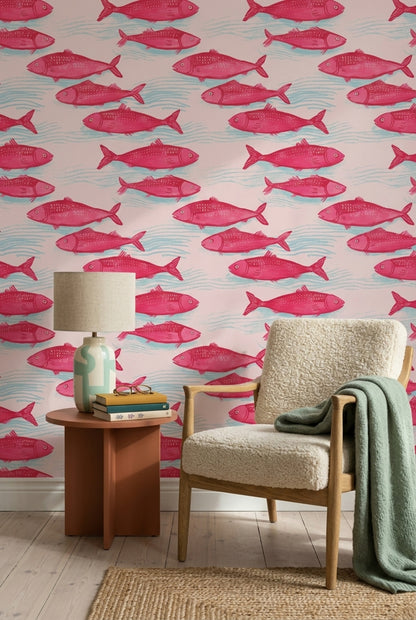 Fish Wallpaper Coastal Removable Aqua Water Wall Double Roll