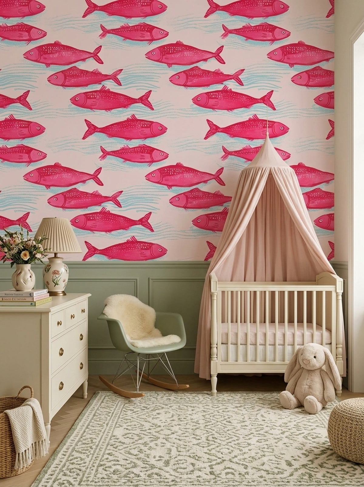 Fish Wallpaper Coastal Removable Aqua Water Wall Double Roll