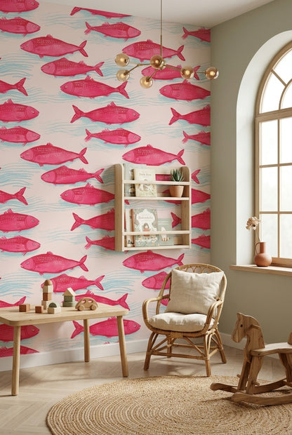 Fish Wallpaper Coastal Removable Aqua Water Wall Double Roll