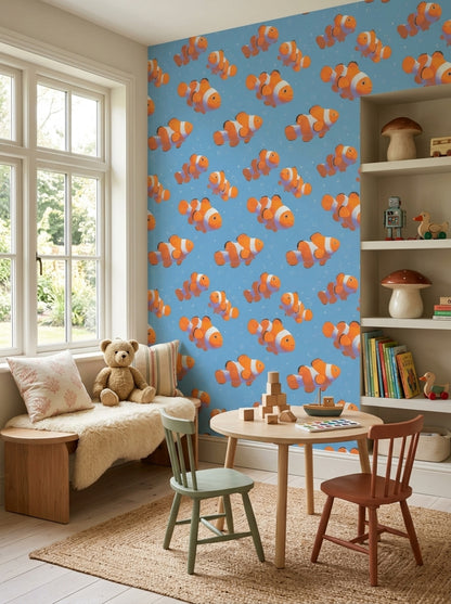 Clownfish Wallpaper Underwater Ocean Removable Wall Decor