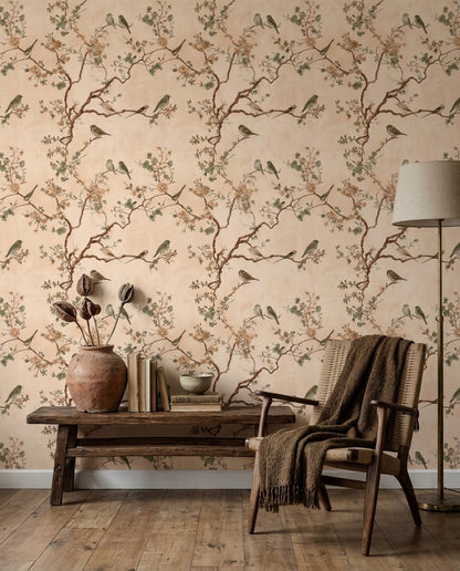 Watercolor Texture Wallpaper Botanical Chinoiserie Removable Wall Decor