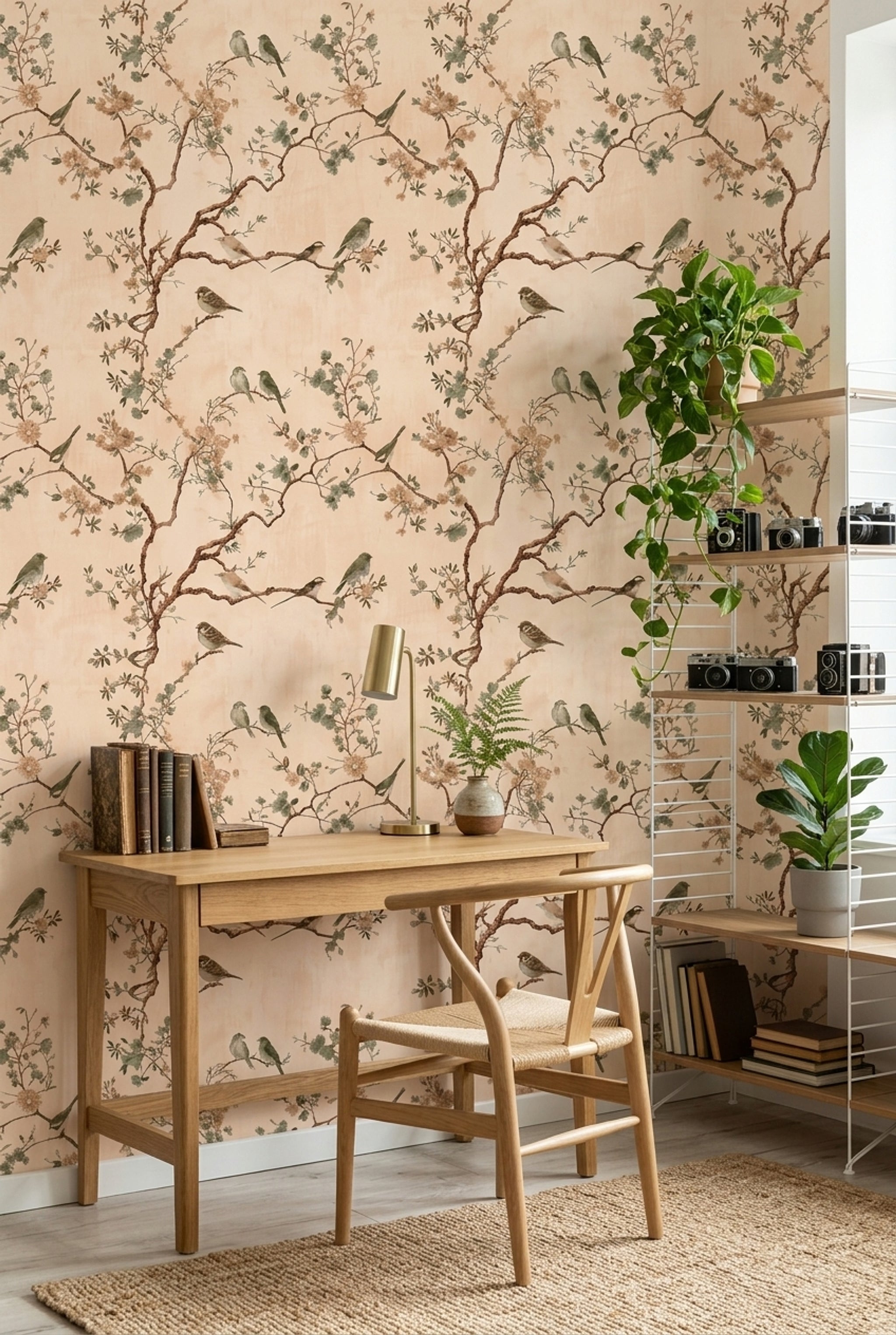 Watercolor Texture Wallpaper Botanical Chinoiserie Removable Wall Decor