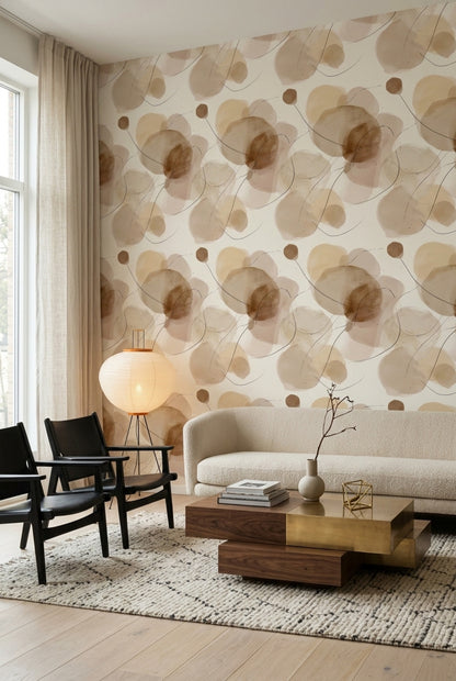 Organic Shapes Wallpaper Watercolor Removable Minimalist Wall Double Roll