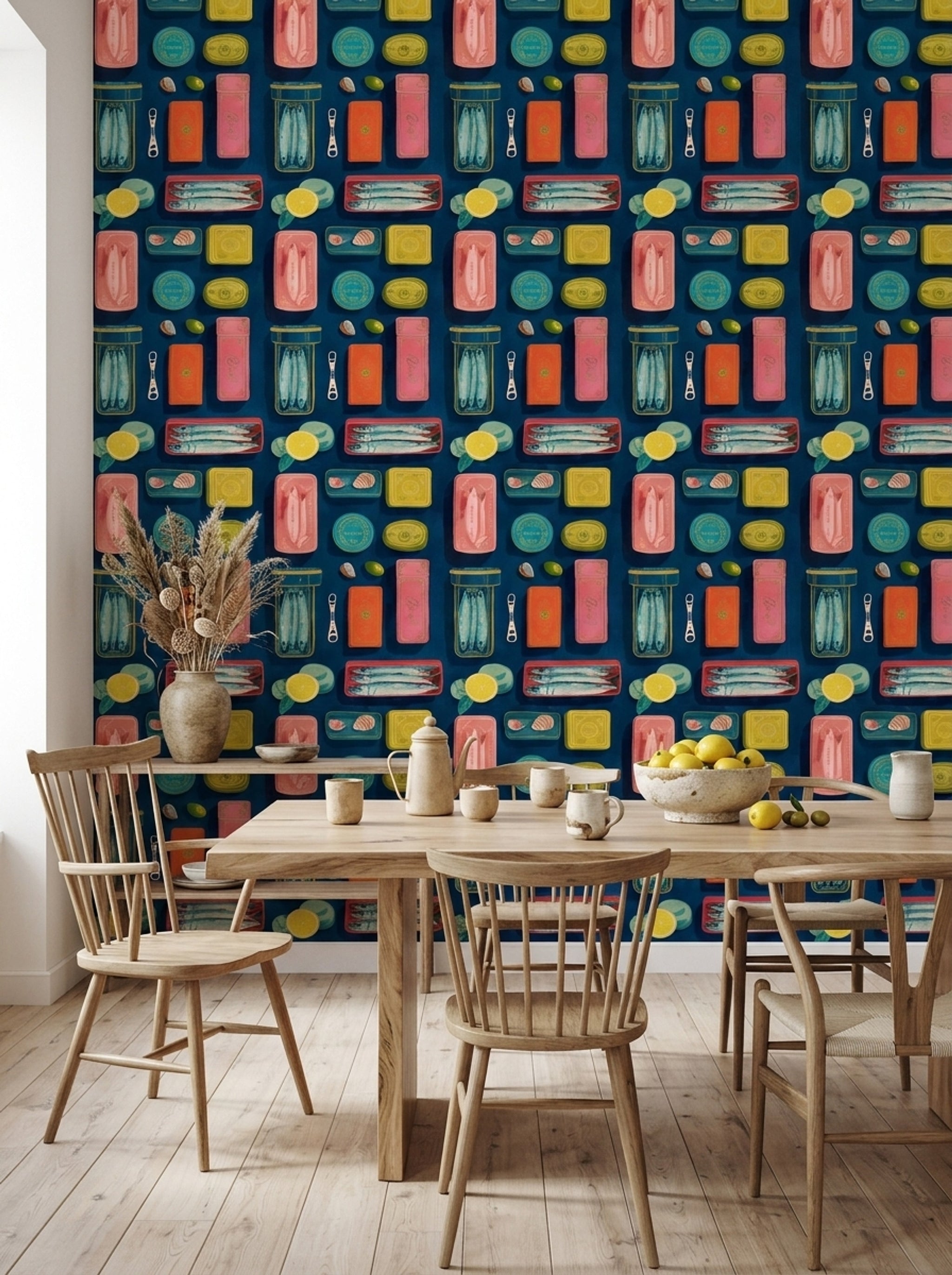 Tinned Fish Wallpaper Sardines Removable Mediterranean Wall Double Roll
