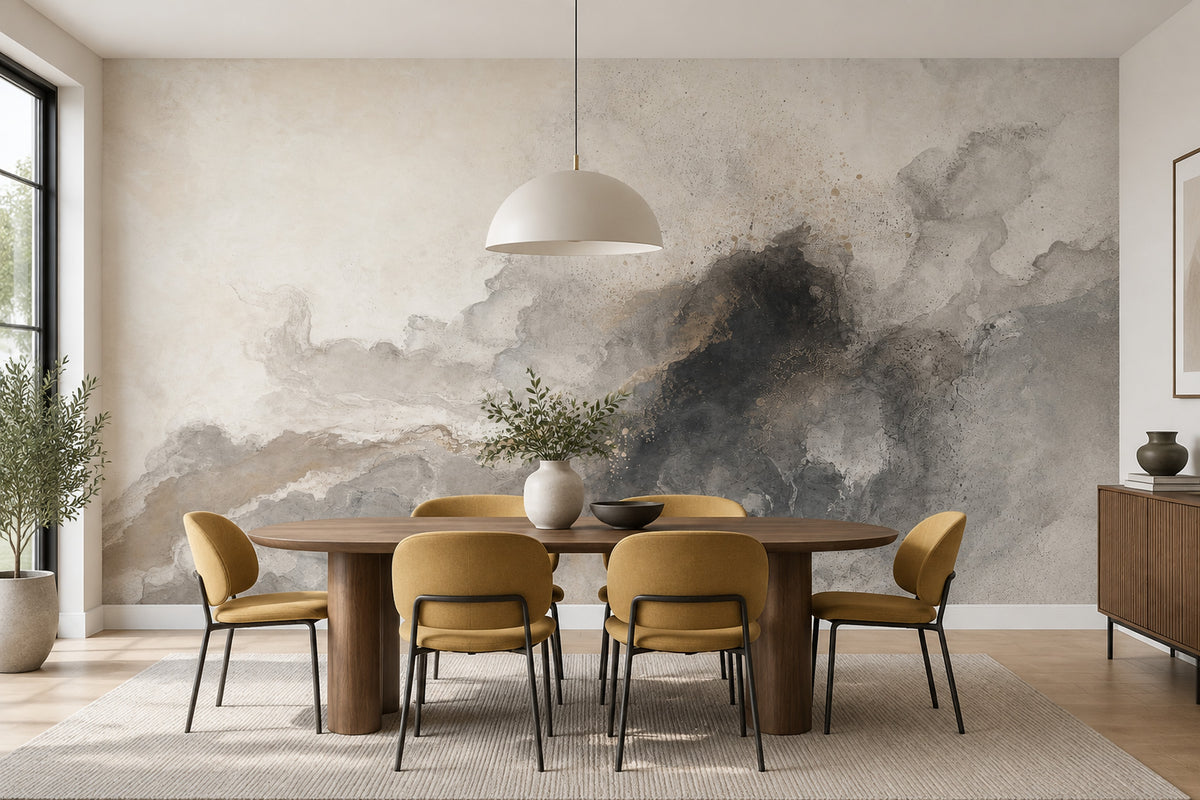 Abstract Textured Wallpaper Neutral Ink Wash Wall Mural