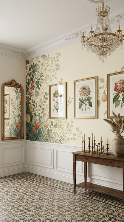 Pear Branch Botanical Wallpaper Vintage Garden Wall Mural