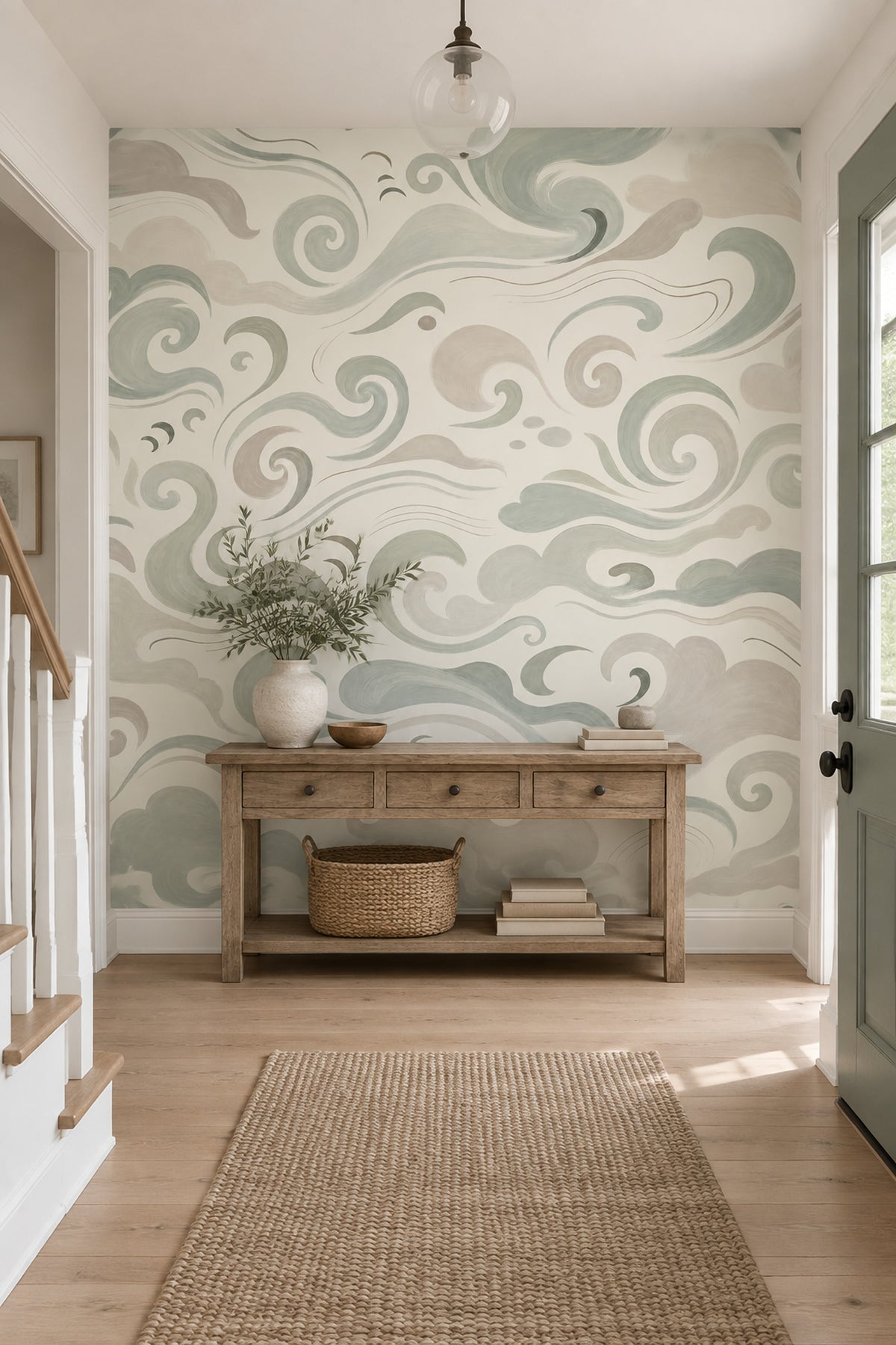 Swirling Cloud Forms Wallpaper Chinoiserie Style Wall Mural