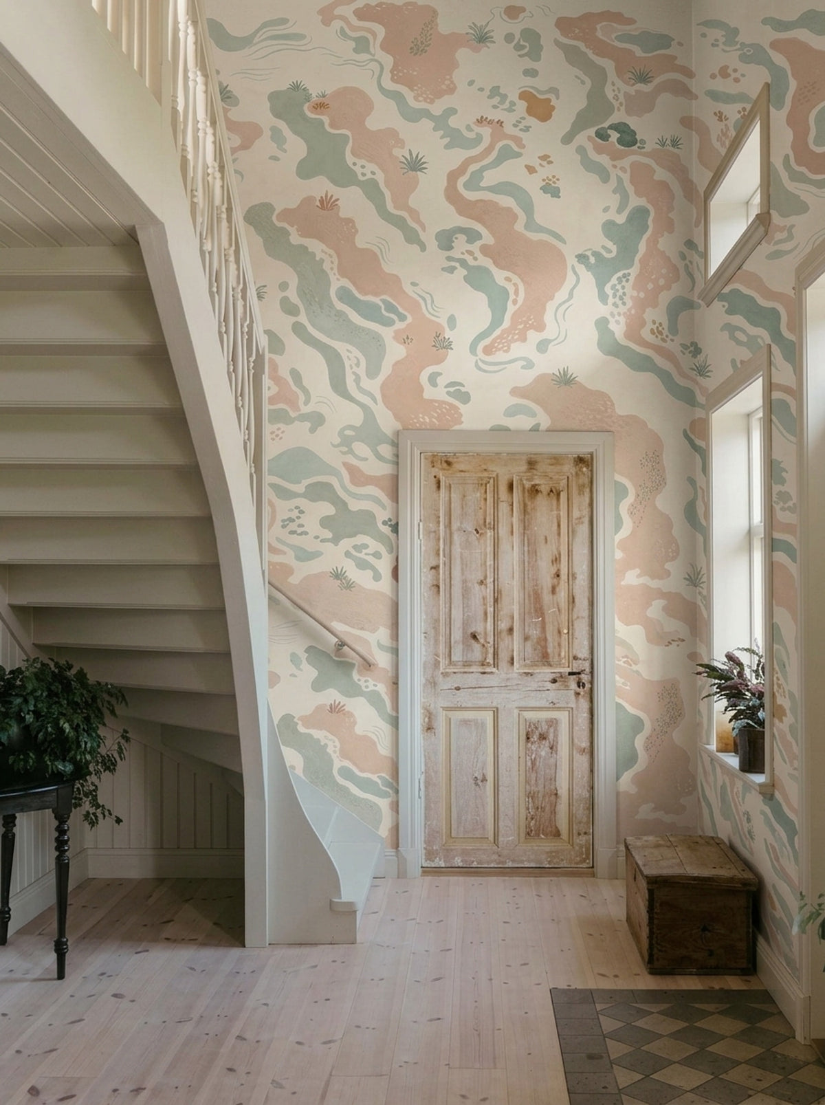 Abstract Landscape Wallpaper Pastel Organic Shapes Wall Mural