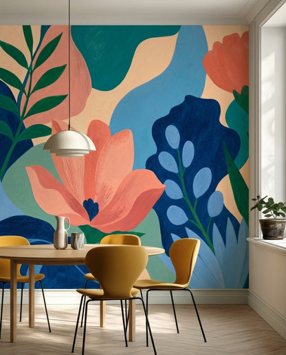 Oversized Floral Wallpaper Hand Painted Botanical Wall Mural