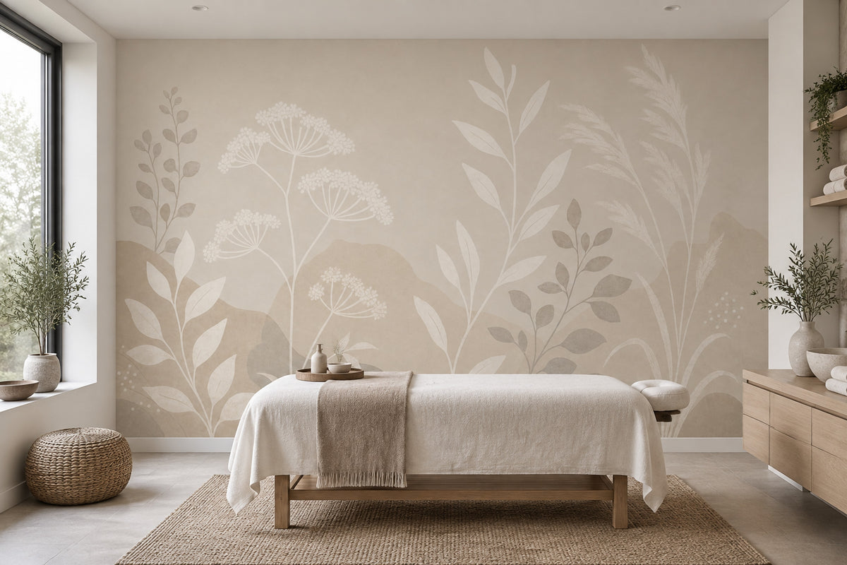 Wildflower Grasses Wallpaper Neutral Botanical Wall Mural