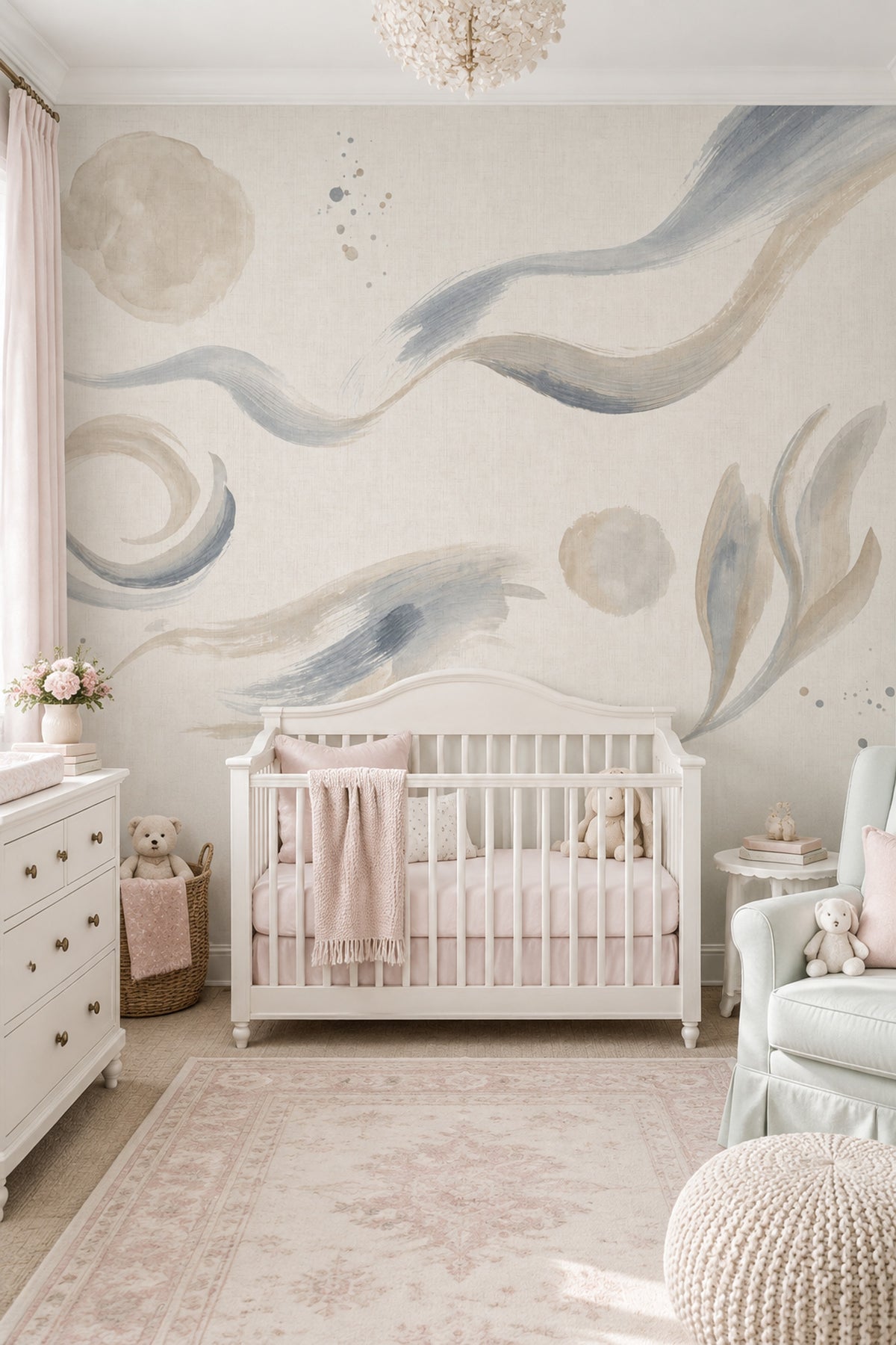 Abstract Brushstroke Spiral Wallpaper Minimalist Ink Wash Wall Mural