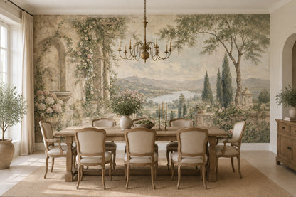 Vintage Garden Terrace Wallpaper Romantic Stone Arch Wall Mural