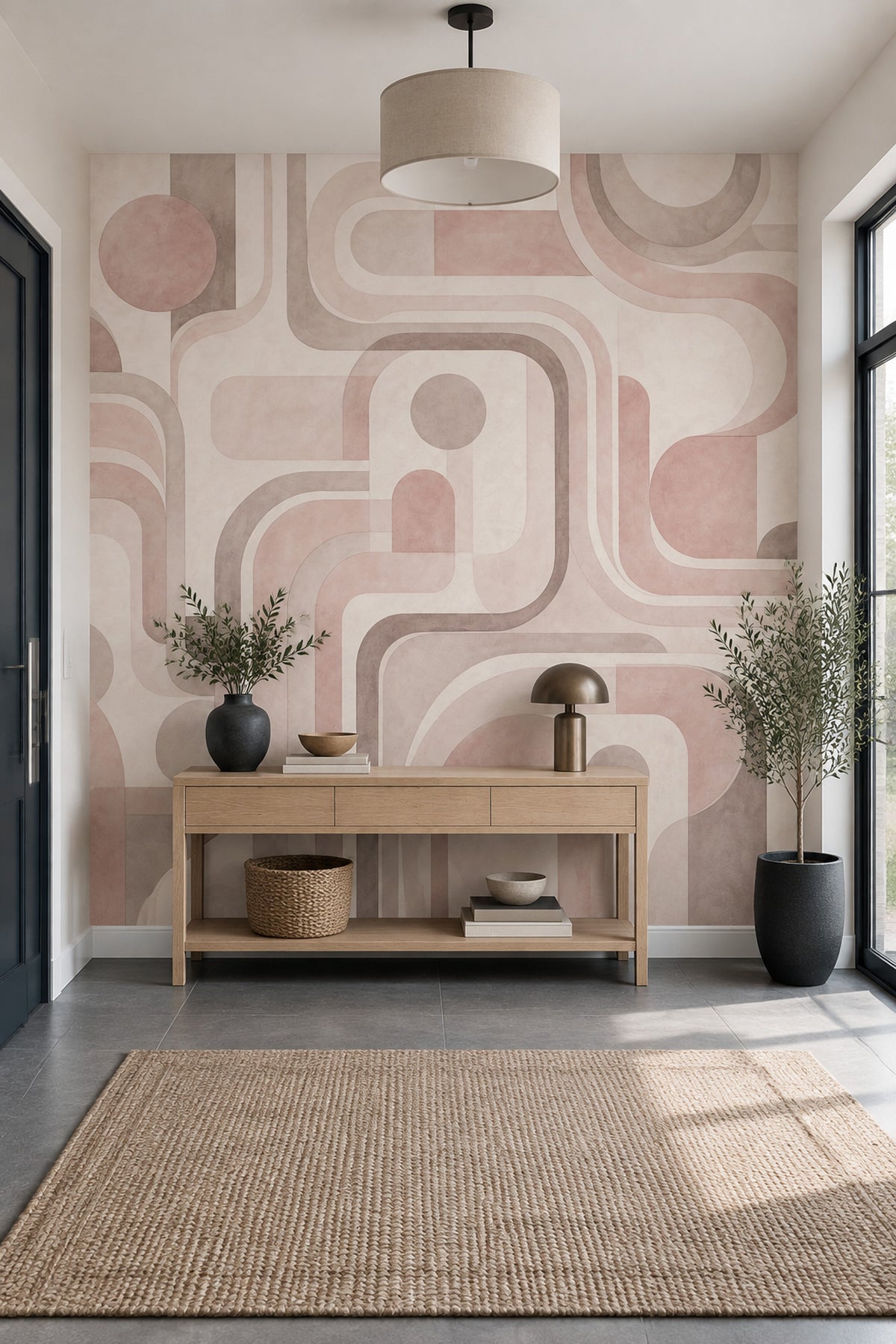 Retro Geometric Arches Wallpaper Mid Century Modern Wall Mural