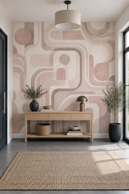 Retro Geometric Arches Wallpaper Mid Century Modern Wall Mural