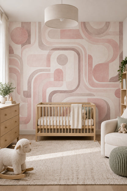Retro Geometric Arches Wallpaper Mid Century Modern Wall Mural