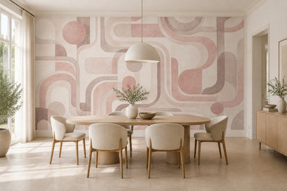 Retro Geometric Arches Wallpaper Mid Century Modern Wall Mural