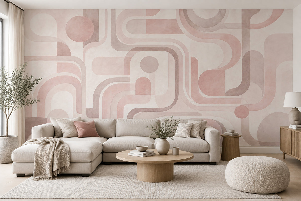 Retro Geometric Arches Wallpaper Mid Century Modern Wall Mural