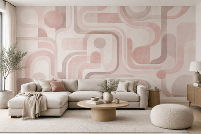 Retro Geometric Arches Wallpaper Mid Century Modern Wall Mural