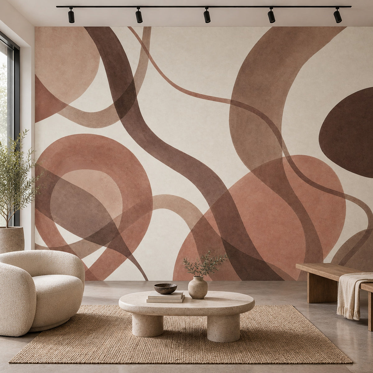 Overlapping Abstract Circles Wallpaper Mid Century Modern Wall Mural