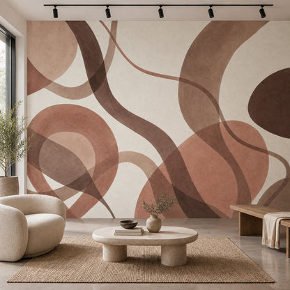 Overlapping Abstract Circles Wallpaper Mid Century Modern Wall Mural