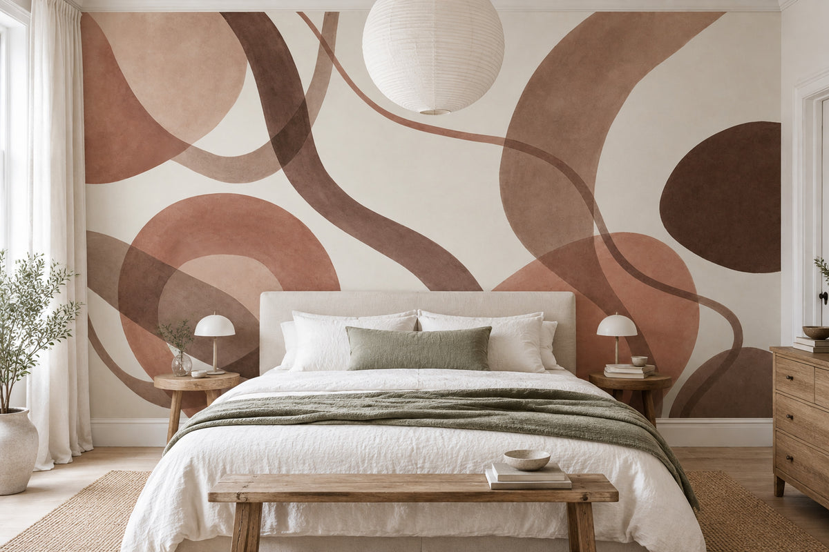Overlapping Abstract Circles Wallpaper Mid Century Modern Wall Mural