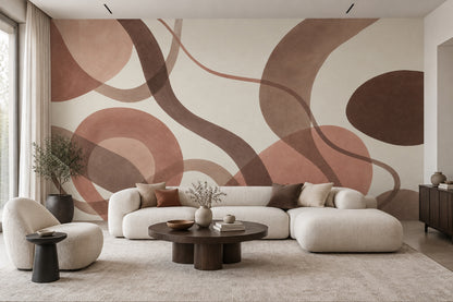Overlapping Abstract Circles Wallpaper Mid Century Modern Wall Mural