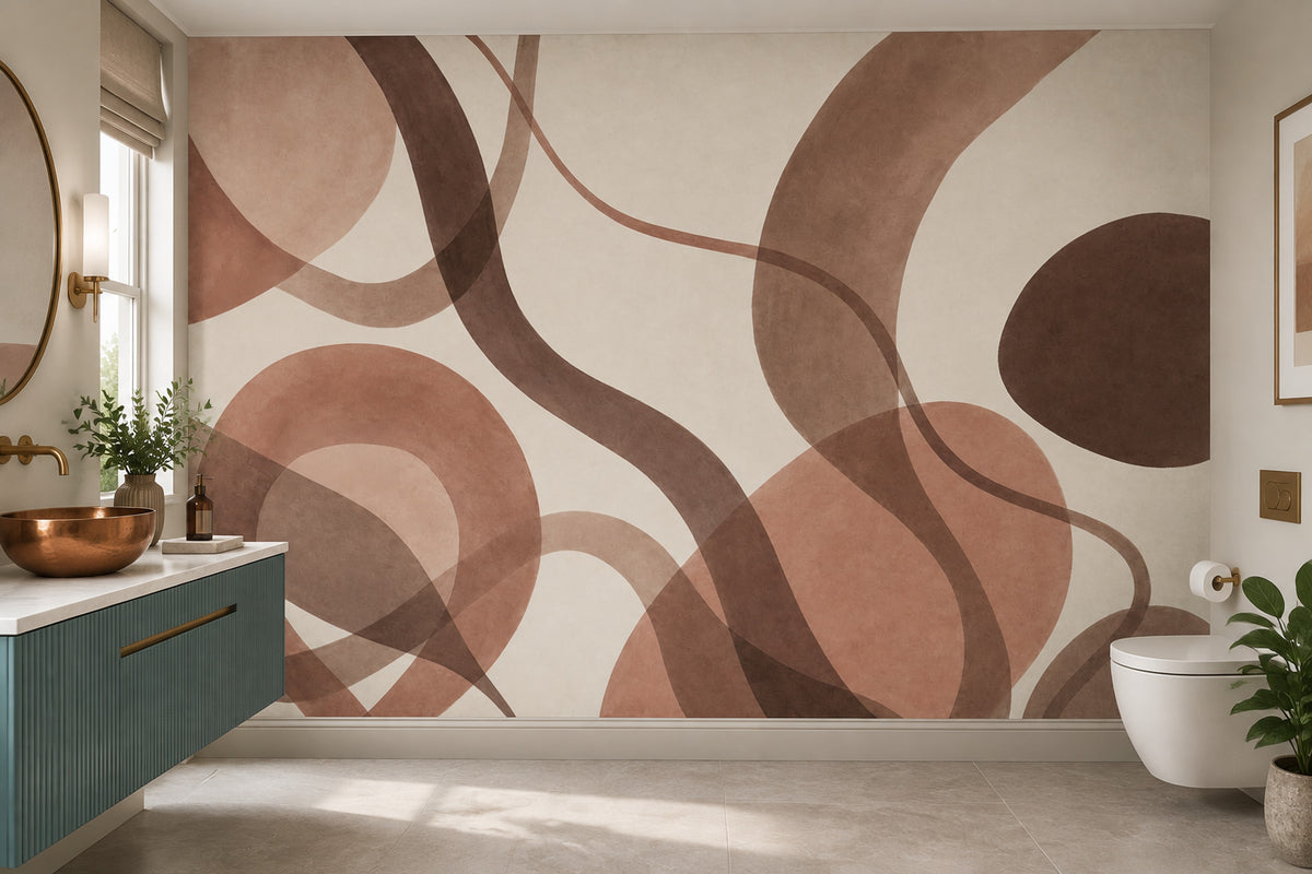 Overlapping Abstract Circles Wallpaper Mid Century Modern Wall Mural