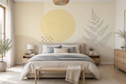 Abstract Fern Stripes Wallpaper Neutral Geometric Wall Mural