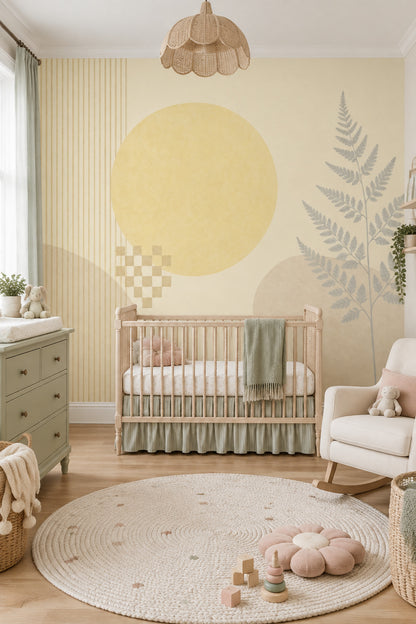 Abstract Fern Stripes Wallpaper Neutral Geometric Wall Mural