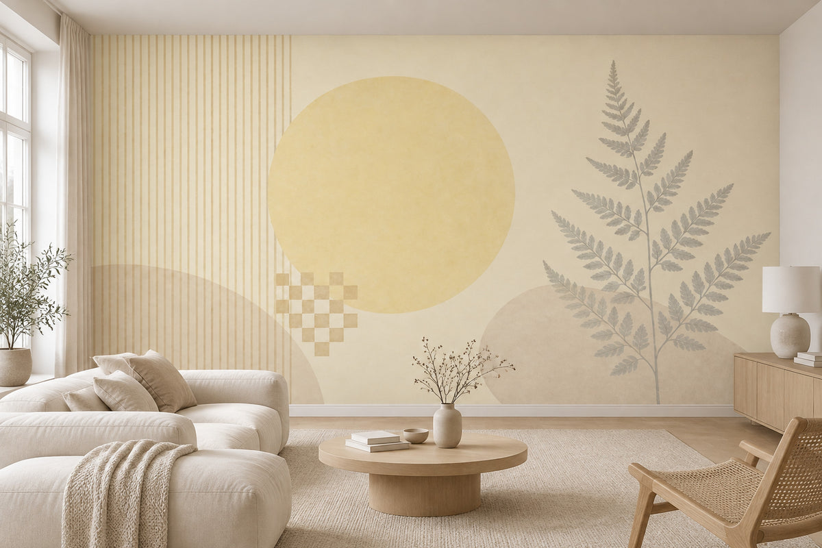 Abstract Fern Stripes Wallpaper Neutral Geometric Wall Mural