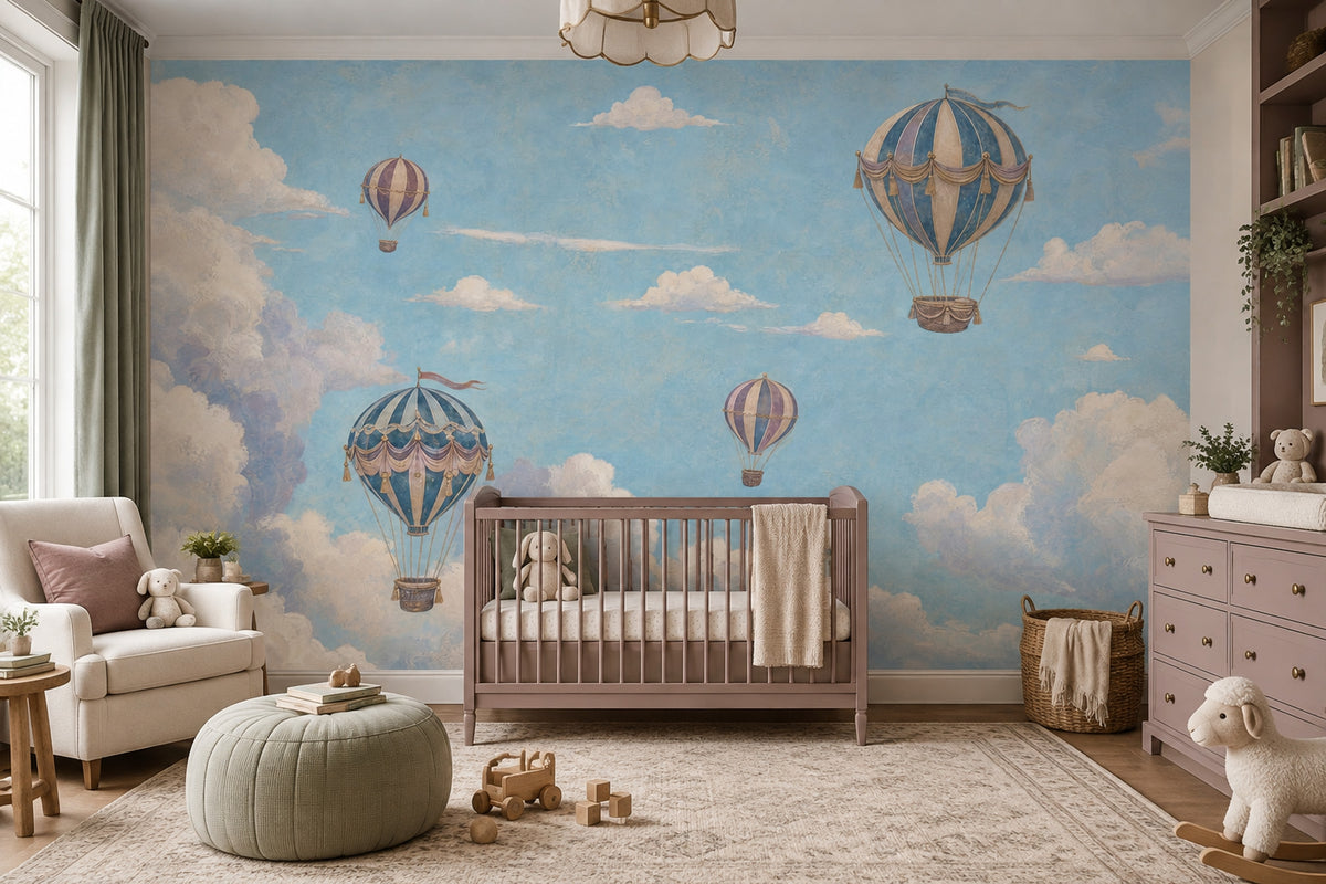Hot Air Balloons Wallpaper Vintage Sky Wall Mural