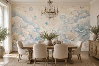 Pastel Floral Branches Wallpaper Watercolor Texture Wall Mural